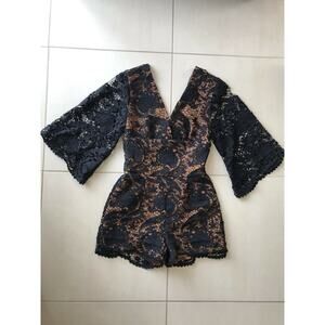 Ministry of Style Forest Lace V Neck Romper